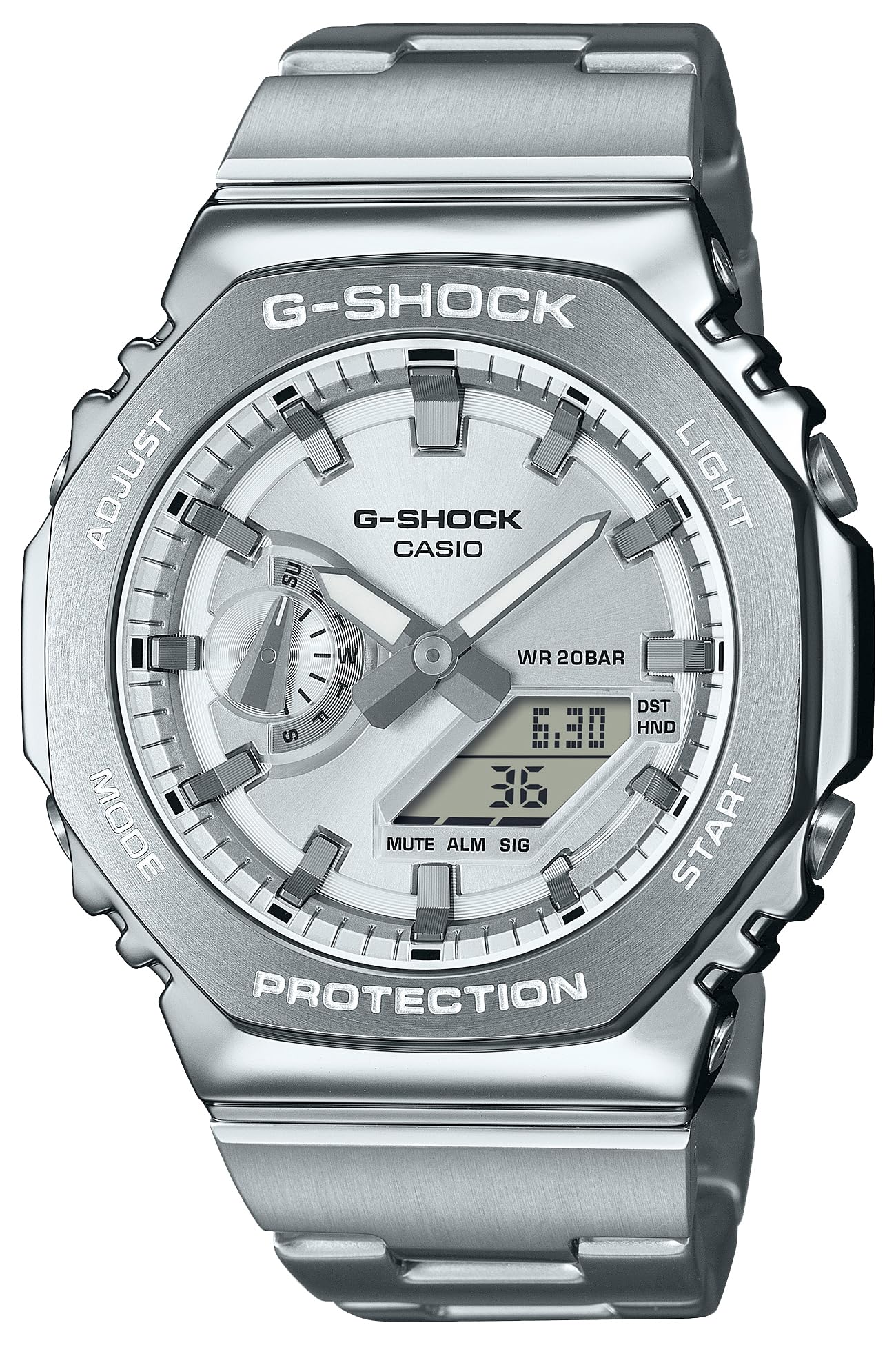 Rakuten - 【北海道・沖縄 配送不可】CASIO カシオ G-SHOCK ジーショック GM-2110D-7A メンズ 腕時計 シルバー メタルベゼル メタルバンド 並行輸入品