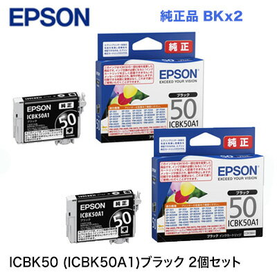 ※代引不可 エプソン ICBK50A1 ブラック 純正インクカートリッジ 2個 （EP-301/302, EP-702A/703A, EP-704A/705A, EP-774A, EP-801A, 802A, 803A, EP-804A, EP-901A/F, 902A, 903A, 903F, 904A/F, PM-A820, PM-A840, A920, A940, D870, G4500, PM-G850, G860, T9600 対応）