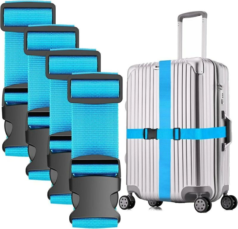 スーツケースベルト 4セット 幅5cm 耐荷重200kg 荷崩れ防止・調整可能 キャリーケースベルト 荷物固定ベルト便利グッズ 安全で丈夫スーツケースバンド 旅行用キャリーケースバンド 多用途キャリーケース目印