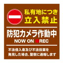 【私有地 敷地内 防犯カメラ作動中 看板】通り抜け禁止 私有地につき 私道 立ち入り禁止 立入禁止 進入禁止 監視カメラ 敷地内 屋外 防水 プレート 板 プレート看板 プレートタイプ ステッカー シール サイン 表示 フェンス 柵 標示 注意 禁止 警告