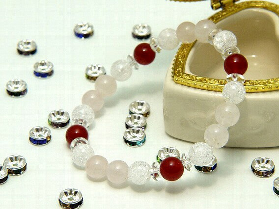 パワーストーン ブレスレット レッドアゲート 赤瑪瑙8mm ローズクォーツ 天然石 メンズ レディース