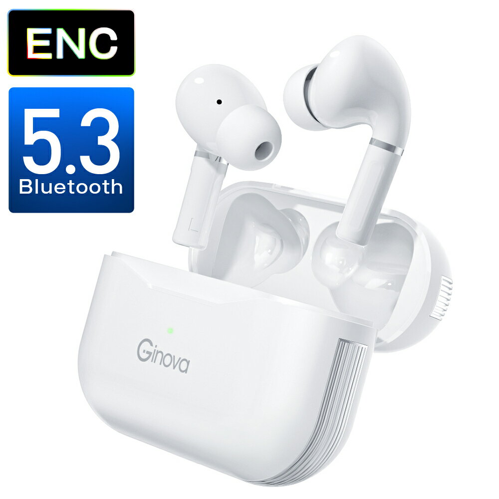 Ginova ワイヤレスイヤホン Bluetooth5.3 ENCノイズキャンセリンク bluetooth イヤホン ワイヤレス マイク付き ブルートゥース イヤホン 軽型 コンパクト 片耳 両耳通話 左右分離型 IPX7防水 アウトドア iPhone/Android適用 2024 1