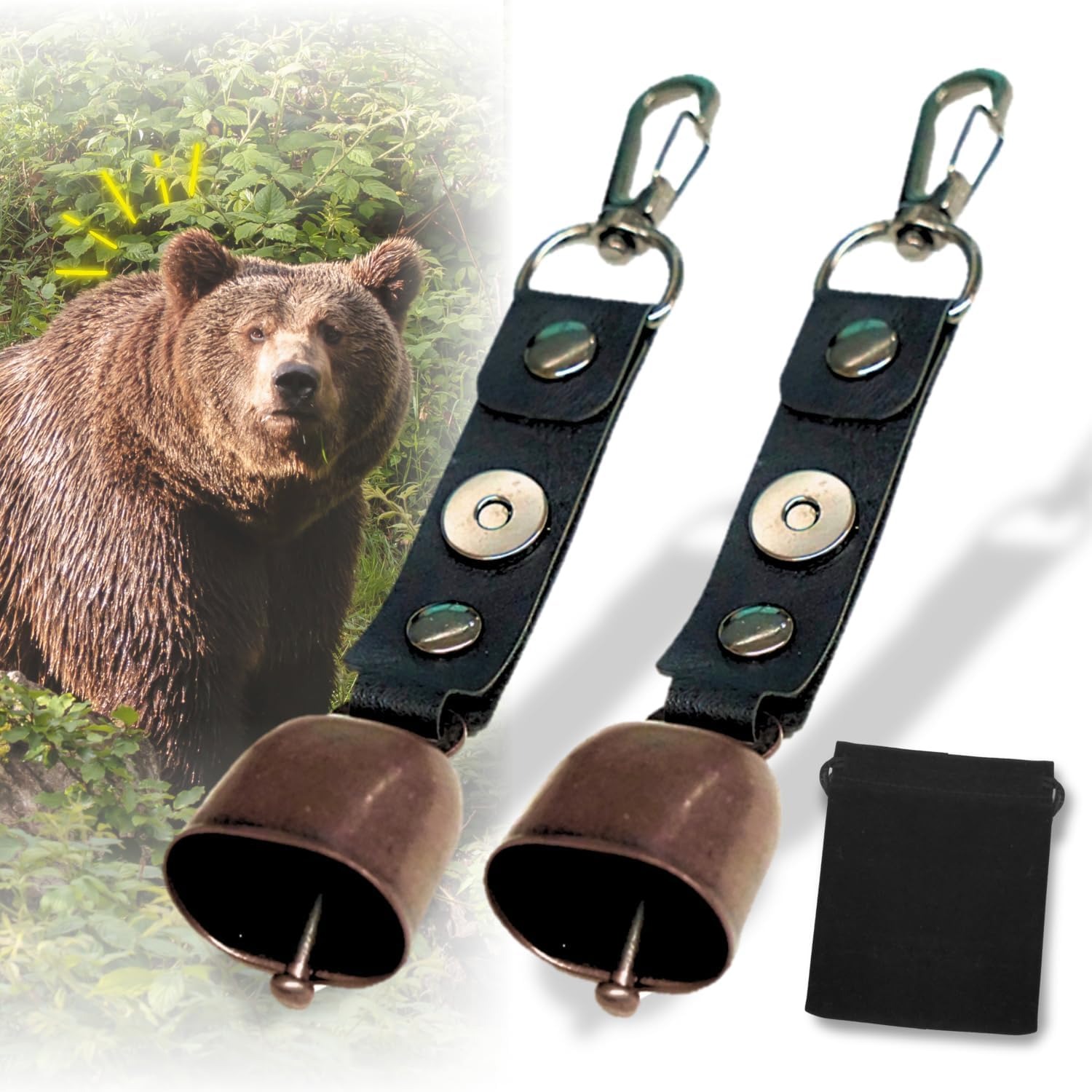 【P10倍&全店舗10％OFFクーポン】【2個セット】熊鈴 熊よけ鈴 消音機能付き 収納袋付 小型 軽量 熊よけベル 熊よけグッズ 登山 トレッキング ハイキング 山歩きのサムネイル