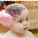 【在庫処分】ベビー 赤ちゃん キッズ ジュニア 子供 女の子 ヘアバンド 帽子 レース 花 フラワー レッド ピンク