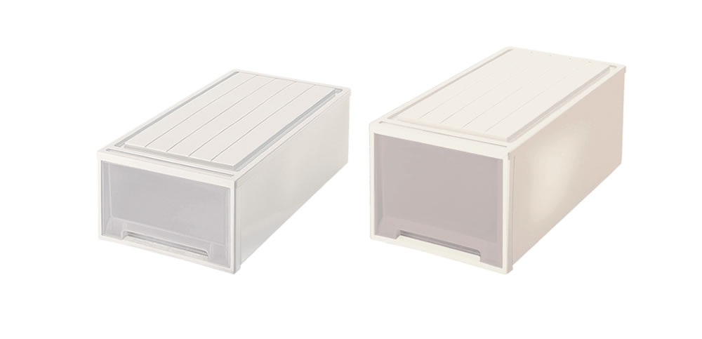 収納ケース ビュートケース 幅39×奥行74×高さ23 & 30cm カプチーノ L-23×L-30 2点セット | 押入れ収納 押し入れ 引き出し ケース 衣装 衣類 服 入れ プラスチック プラケース [2]