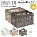 PROfix 折りたたみバスケットハンドル付 L カラーが選べる2個セット | 収納 バスケット カゴ 持ち手 折り畳み プラスチック コンパクト コンテナ 積み重ね ハンドル かご