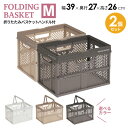 PROfix 折りたたみバスケットハンドル付 M カラーが選べる2個セット | 収納 バスケット カゴ 持ち手 折り畳み プラスチック コンパクト コンテナ 積...