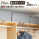 天馬 Fits ファブリック 棚上用ボックス グレー ×3個セット ｜ 衣類収納袋 衣装ケース 収納ボックス 衣類ケース 布製 蓋付き ストレー..