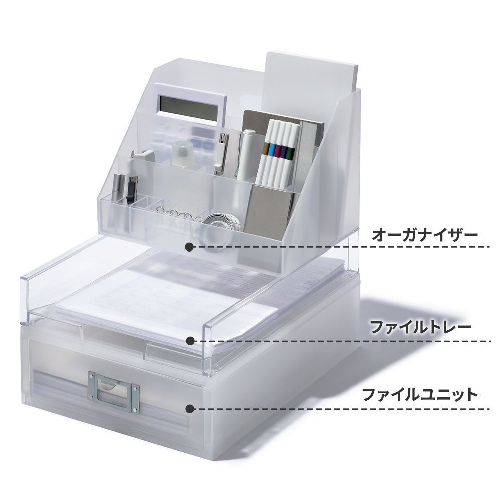 Like-it 整理ボックス デスク上 オーガナイザー・ファイルトレー・ファイルユニット 選べる組み合わせセット ホワイト/オールホワイト ｜ ライクイット MEDIX 整頓ボックス 卓上 収納 小物収納 ラック 分類 仕切り 引き出し トレー 小物入
