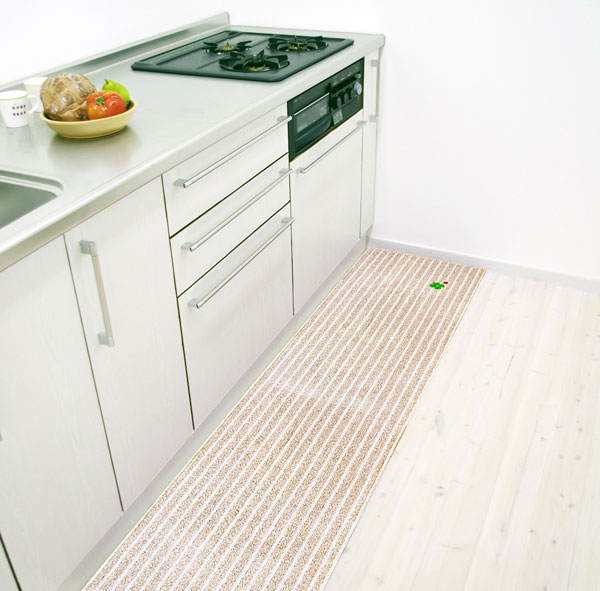 キッチン ナチュラルクローバー キッチンマット 45×180cm ベージュ ｜ 台所 180 マ...