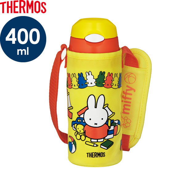 サーモス 水筒 ストロー 真空断熱ストローボトル ミッフィー 400ml イエローオレンジ(Y-OR) FHL-402FB ｜ THERMOS 子ども 子供 入園 カバー付き 遠足 運動会 通学 通園