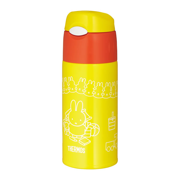 サーモス 水筒 ストロー 真空断熱ストローボトル ミッフィー 400ml イエローオレンジ(Y-OR) FHL-402FB ｜ THERMOS 子ども 子供 入園 カバー付き 遠足 運動会 通学 通園