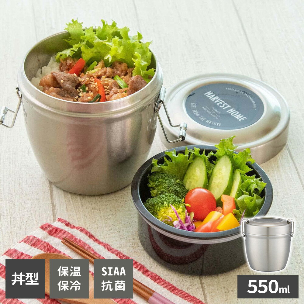 保温弁当箱 抗菌真空ステンレス丼ランチジャー 550ml 2段 ベーシック STLBD6AG ｜ 保冷 保温 真空二重 ..