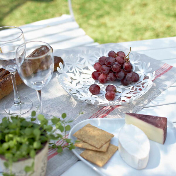 山崎実業 フラワーバスケット ホワイト 6973 ｜ おしゃれ 果物入れ かご カゴ 菓子鉢 菓子器 ボウル 卓..