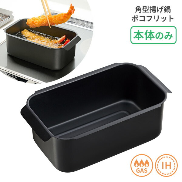 Ih Incompatible - ポコフリット IH対応 角型 揚げ鍋 RB-2699 ｜ 天ぷら鍋 スクエア 少ない油 IH ガス 両用 四角 フライヤー 一人暮らし ミニ 小さい 単品 鍋のみ