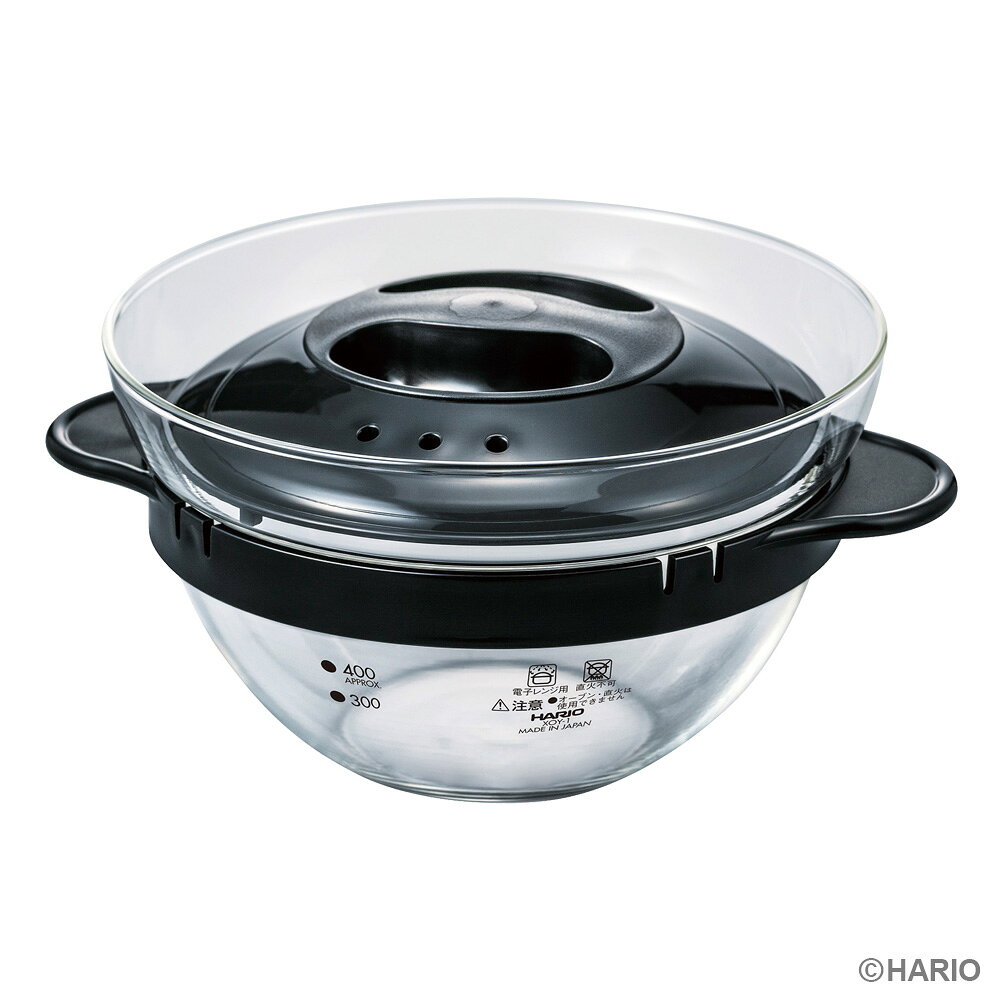 【9/5 全品ポイント5倍】HARIO ハリオ ガラスのレンジ おかず鍋 XOY-1-B ｜ 電子レンジ 調理器 鍋 料理 ガラス 中身が見える レンチン 一人鍋 食洗機OK カレー 肉じゃが 寄せ鍋 蒸し料理 日本製 おしゃれ ra-beans-10034806 びーんず キッチンと暮らしの道具 サンプル画像2