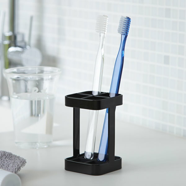 山崎実業 歯ブラシスタンド tower タワー トゥースブラシスタンド スリム ブラック 2822