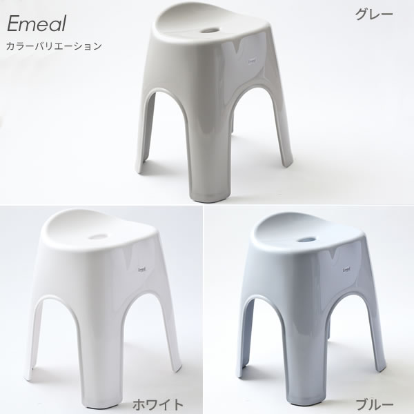 びーんず キッチンと暮らしの道具のEmeal エミール 風呂椅子 座面高さ40cm 選べるカラー:グレー/白/ブルー ｜ バスチェア バススツール ニュアンス くすみ カラー バス用品 腰掛け 浴室 洗い場 抗菌 おしゃれ｜アングル2