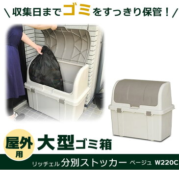 ゴミ箱 屋外 大容量 リッチェル 分別ストッカー ベージュ W220C 仕切り 付き