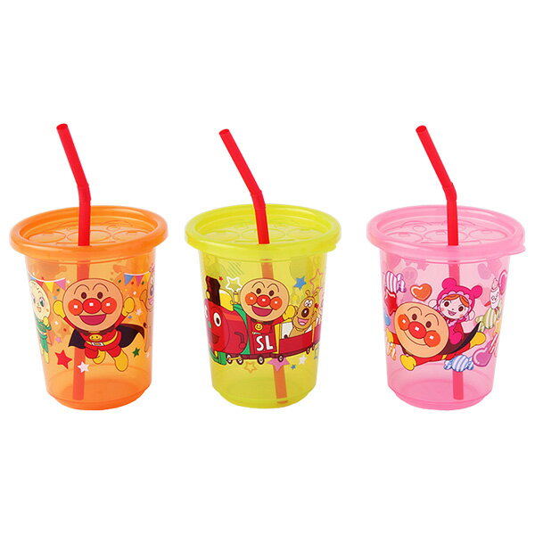 アンパンマン ストローカップ2 3個入 KK-219 ｜ 子ども用 プラスチック ストロー付き 子供のサムネイル