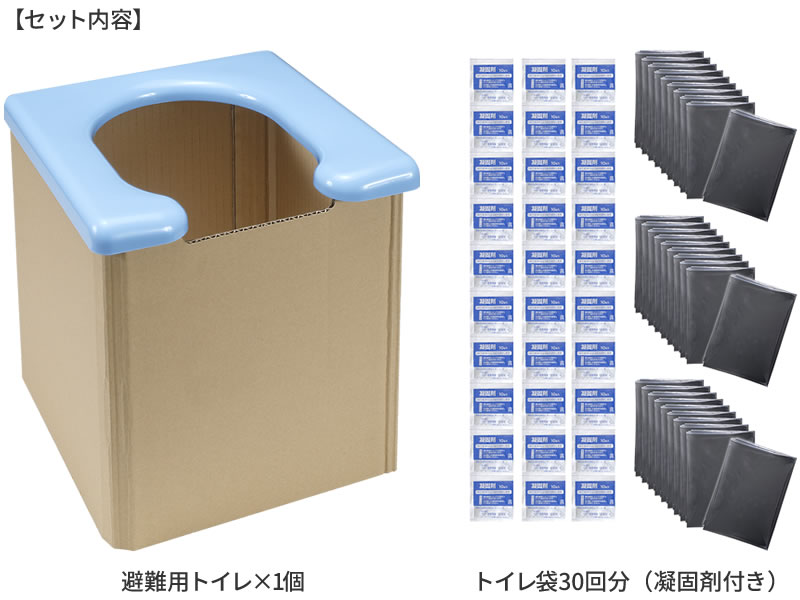 避難用トイレ+袋 30回分（凝固剤付き） R-58 R-47 ｜ 簡易トイレ 非常トイレ 携帯トイレ ポータブル 凝固剤付き 汚物袋 折りたたみ 持ち運び 耐荷重120kg 組み立て トイレ 防災 災害 ra-beans-10028175 びーんず キッチンと暮らしの道具 サンプル画像2