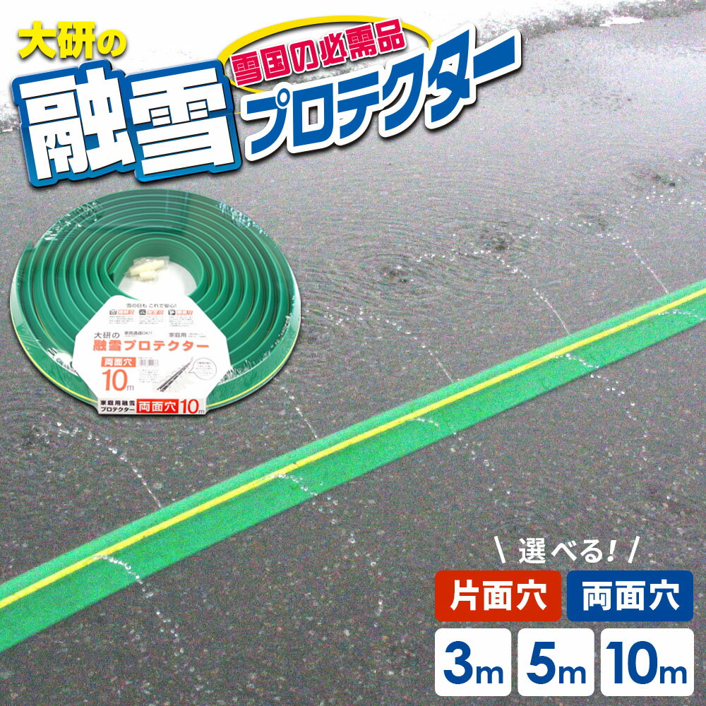融雪ホース 大研の融雪プロテクター 片面穴/両面穴 3m/5m/10m| 家庭用 水道ホース連結 融雪 散水 消雪ホース 雪対策 路面 雪 溶かす 水 除雪 豪雪 暑さ対策 夏 打ち水 単品 2個セット