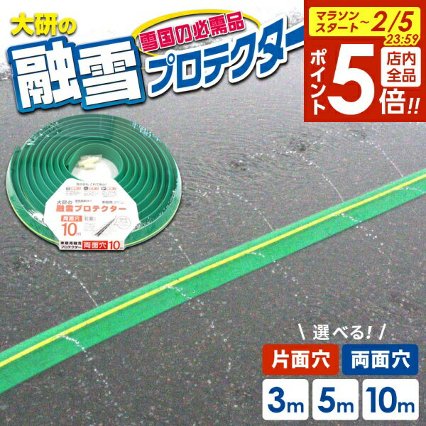 【2/5 全品ポイント5倍】融雪ホース 大研の融雪プロテクター 片面穴/両面穴 3m/5m/10m｜ 家庭用 水道ホース連結 融雪 散水 消雪ホース 雪対策 路面 雪 溶かす 水 除雪 豪雪 暑さ対策 夏 打ち水 単品 2個セット
