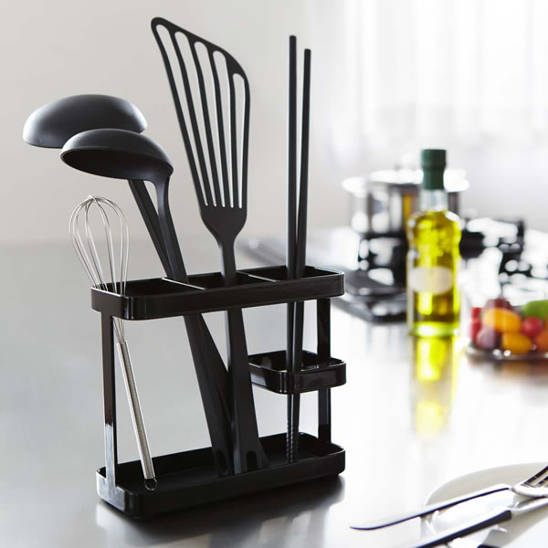 山崎実業 tower タワー キッチンツールスタンド ワイド ブラック 7842 ｜ 箸立て カトラリー収納 菜箸 ..