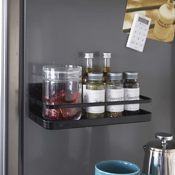 山崎実業 調味料ラック tower タワー マグネットスパイスラック ブラック 2523 | スパイス置き 調味料棚 マグネット