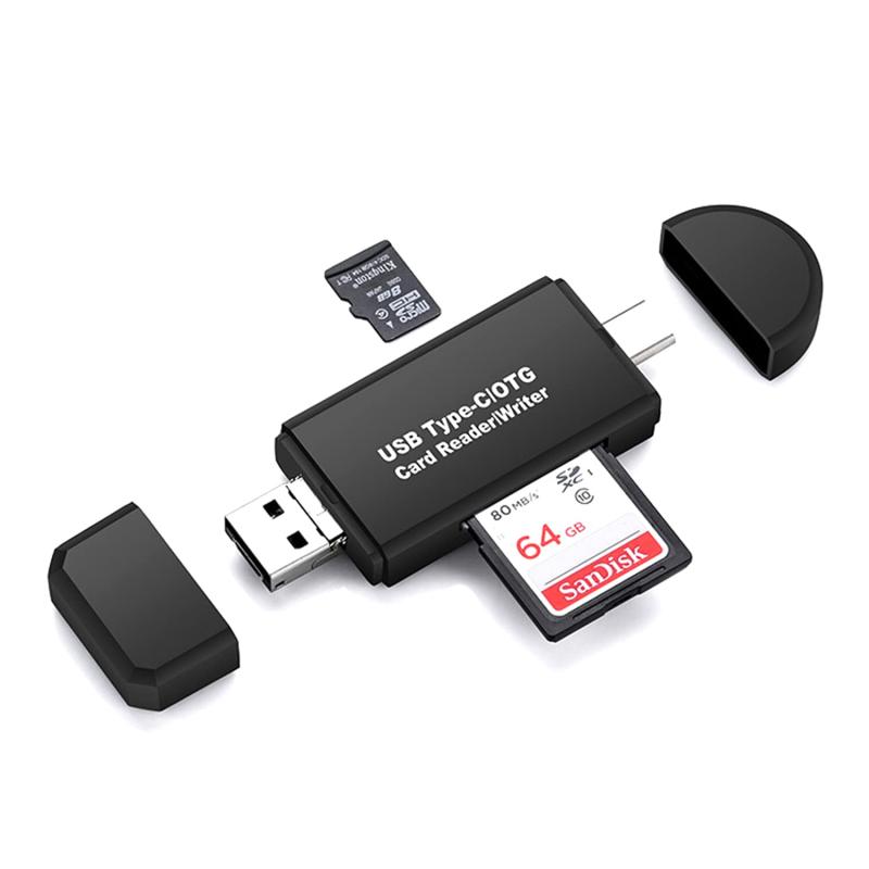 SDメモリー カードリーダー USBマルチカードリーダー 多機能 OTG SD/Micro SDカード両対応 Type-C/Micro usb/USB接続 Windows/New Macbook/Huawei/Xperia/ASUS/Samsung/Androidなどの機種に対応