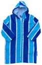 Back Beach 子供用UPF +50オーストラリアスタイル ビーチタオル プールタオル フード付き ジップ付き スイミングバスタオル キッズバスポンチョ 男の子 女の子 子供の贈り物 (Blue Stripe)S-M size