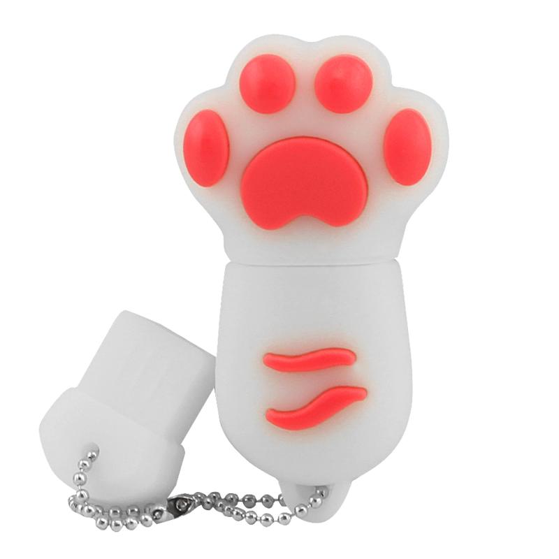 楽天クラング肉球型USBメモリー 2.0フラッシュドライブ 猫の爪 ネコの手 小型 かわいい キーホルダー コンパクト データストレージ バックアップ pc コンピューター ノードパソコン用（64GB ホワイト）