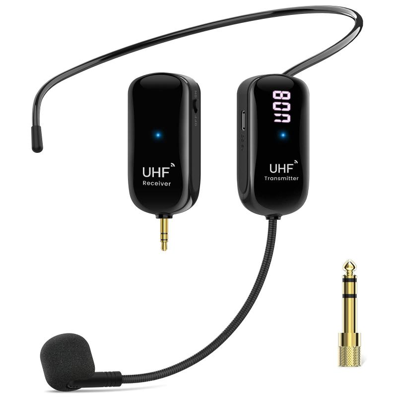 1 Mii マイクワイヤレスマイク UHF 無線マイク ヘッドセットマイク 耳掛式 自動ペア 音量調整 軽量 拡声器に対応モノラル （Bluetoothスピーカー/Macbook/スマホ/ノートパソコンなどには対応でき