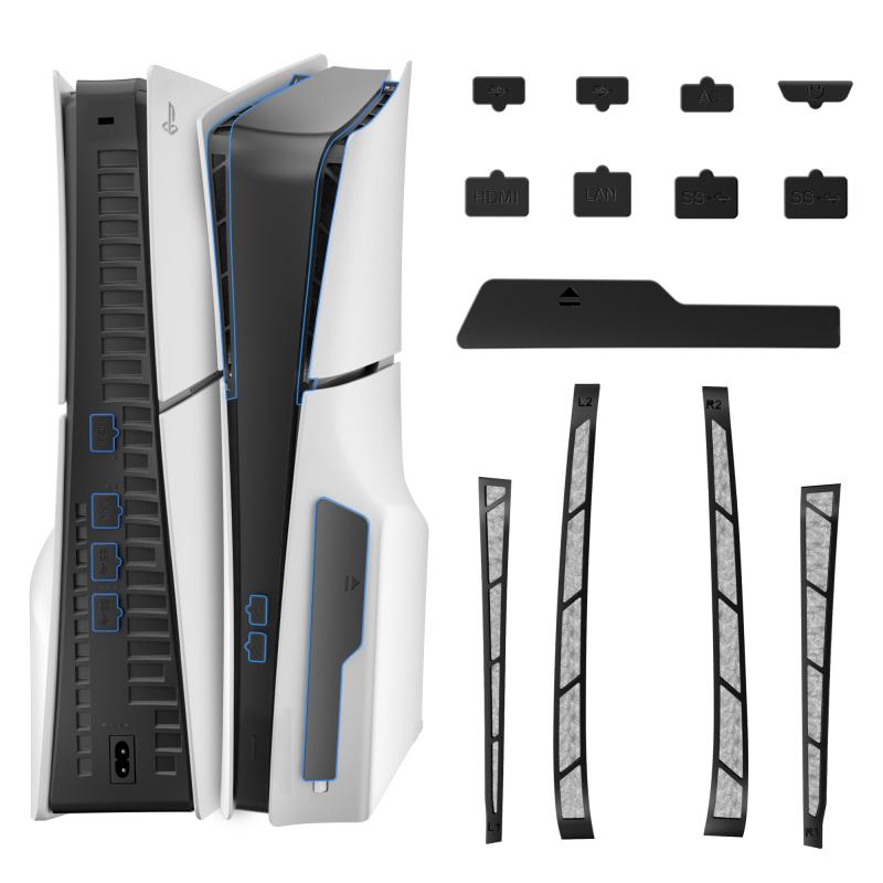 PS5 Slim用ホコリキャッチャー/ポートキャップ 防塵プラグ （4個+9枚），TanReginal PS5 Slimに対応アクセサリー PS5 Slimポート保護用