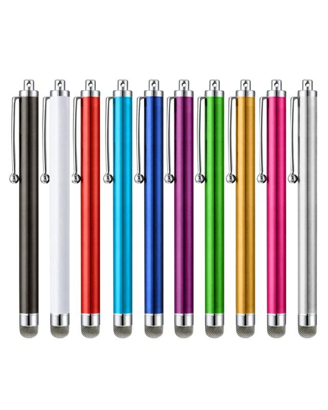 サムコス スタイラスペン 携帯電話 タッチペン スマホ用 iPad iPhone Android スマートフォン タブレット 導電繊維製ペン先 指で触れずペン 多色 10本セット