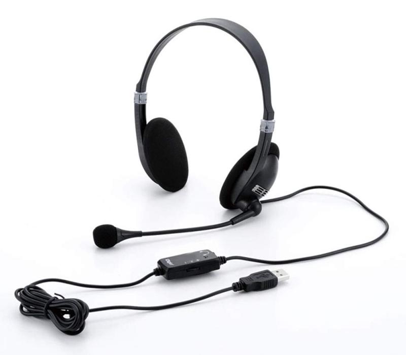 ナカバヤシ Digio2 USBヘッドセット 両耳オーバーヘッドタイプ (2人同時使用可能) ブラック Z9278