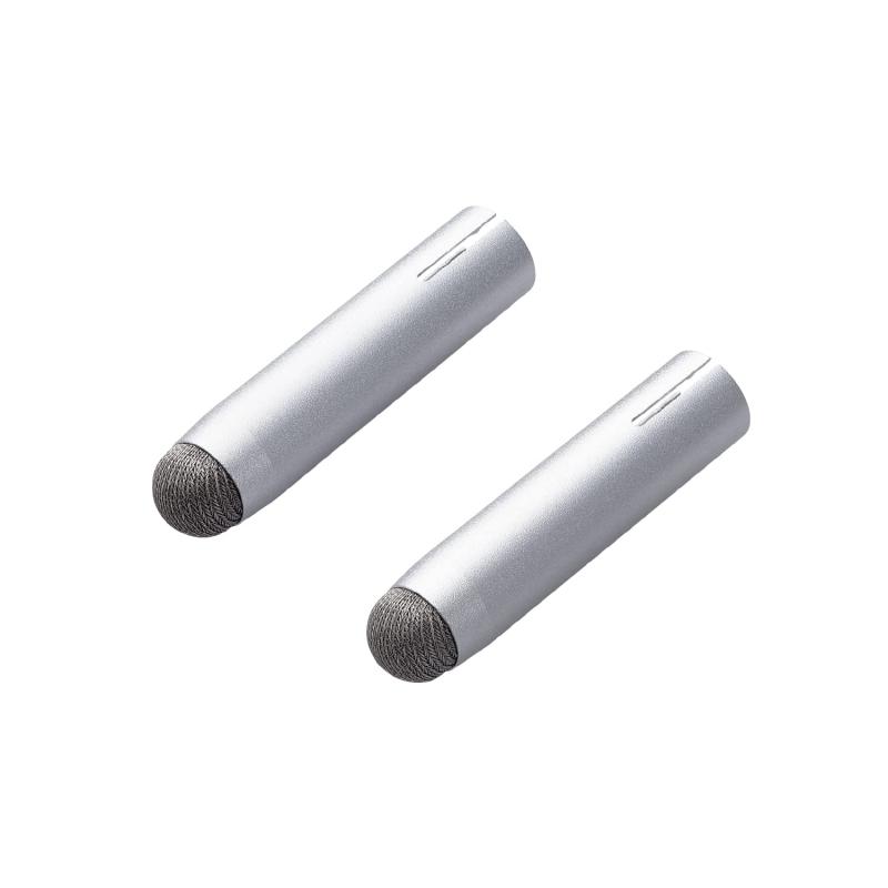 エレコム タッチペン スタイラスペン 鉛筆 キャップ型 2個入り 導電繊維 こども用 [いつも使っている鉛筆がタッチペンになる] シルバー P-TPSENCPSV
