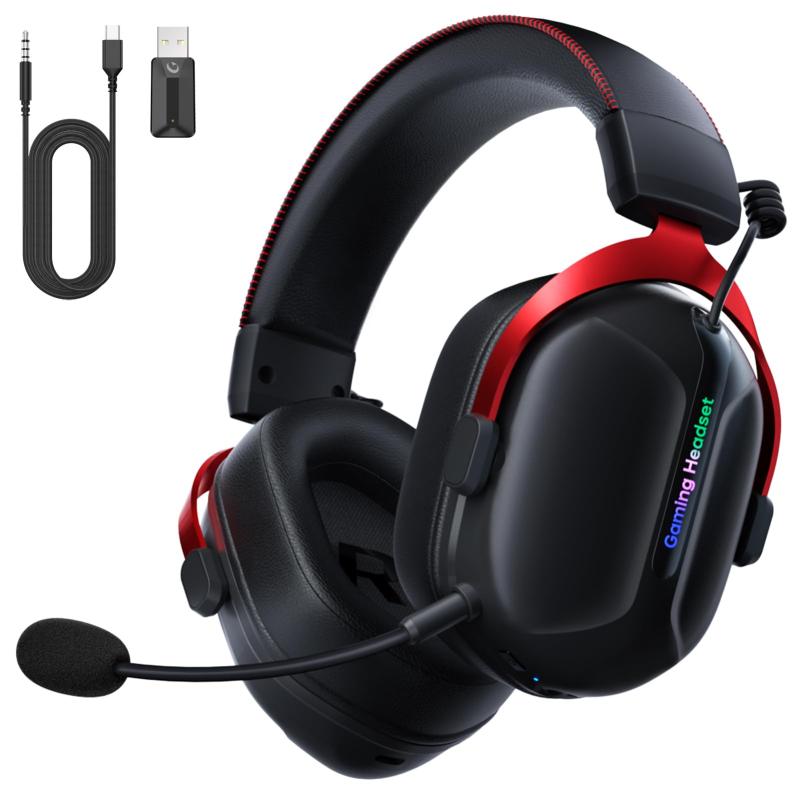Gvyugke Wireless Gaming Headset, 2.4GHz USB Dual Wireless Gaming Headphones for PS5, PS4,Switch,PC,Mac with Bluetooth 5.3, 60H Battery, Omnidirectional ENC Microphone, 3.5MM Wired, CT570