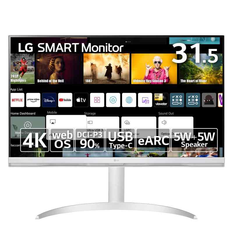 32SQ730S-H 31.5C` LG SMART Monitor 4K(3840~2160) / X}[gj^[ / webOS22 / A`OA/DCI-P3 90% / HDR10 / USB Type-CAeARCΉHDMI/`gAΉ