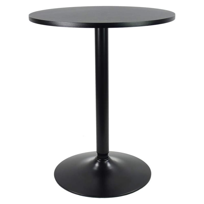 KKTONER バー丸テーブル カウンターテーブル カフェテーブル 2人用 ダイニングテーブル 机 幅60cm ブラック （黒）