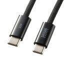 (LINE新規友だち限定クーポン配布中)サンワサプライ KU-CCP60SM20BK USB Type-Cシリコンメッシュケーブル(PD60W・2m・ブラック)...