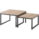 (5/10は抽選で100%P還元)東谷 MIP-15DGY ネストテーブル ダークグレー 机 ダブル 正方形 リビングテーブル ローテーブル センターテーブル ...