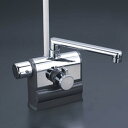 (LINEクーポン有)(送料無料) KVK KF3008LR2 デッキ形サーモスタット式シャワー 左ハンドル仕様 (240mmパイプ付)(代引不可)