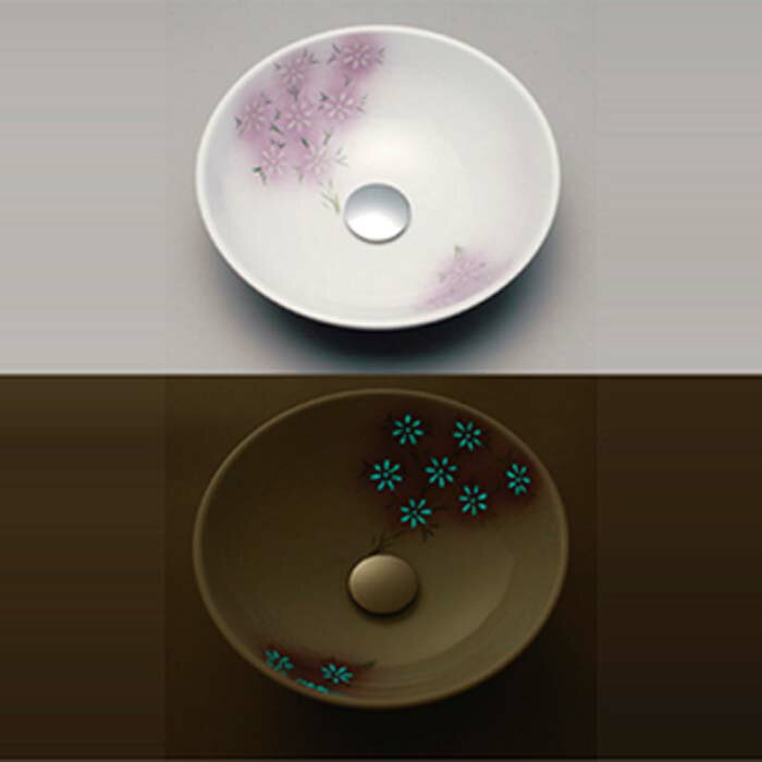 (LINEクーポン有)(送料無料) KVK KV07A 手洗鉢 花友禅／プレーン(代引不可)