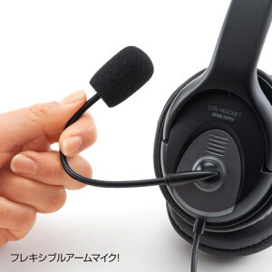 (最大400円オフクーポン配布中+5/5は抽選で100％P還元)サンワサプライ MM-HSUSB17BK USBヘッドセット ブラック