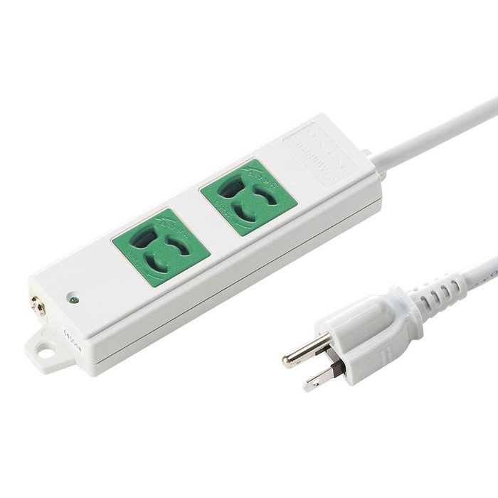 (LINEクーポン有)サンワサプライ TAP-K2-3G 3P、3m、2個口タップ緑色(バックアップ用)