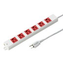 (5/1は抽選で100%P還元)サンワサプライ TAP-K6-3R 3P、3m、6個口タップ赤色(緊急用)