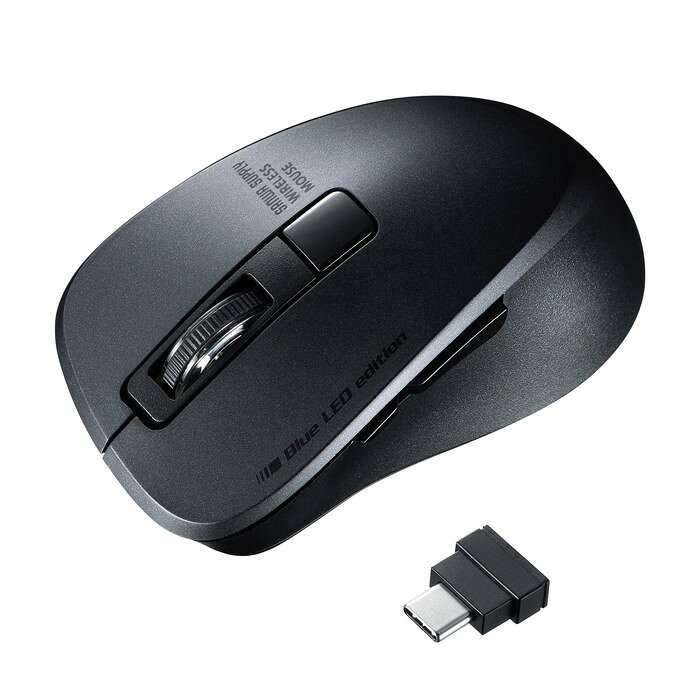 Ball Type Mouse - (LINEクーポン有)サンワサプライ MA-WBLC153BK 静音ワイヤレスType-CブルーLEDマウス(5ボタン・ブラック)