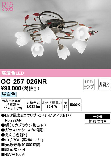 (最大400円オフクーポン配布中)(送料無料) ODELIC OC257026NR シャンデリア LEDランプ 昼白色 非調光 オーデリック