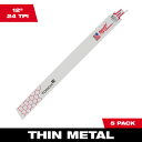 (LINE新規友だち限定クーポン配布中)ミルウォーキー 48-00-5791 TORCH金工用レシプロソーブレード 24TPI 305mm(5本パック) MIL...